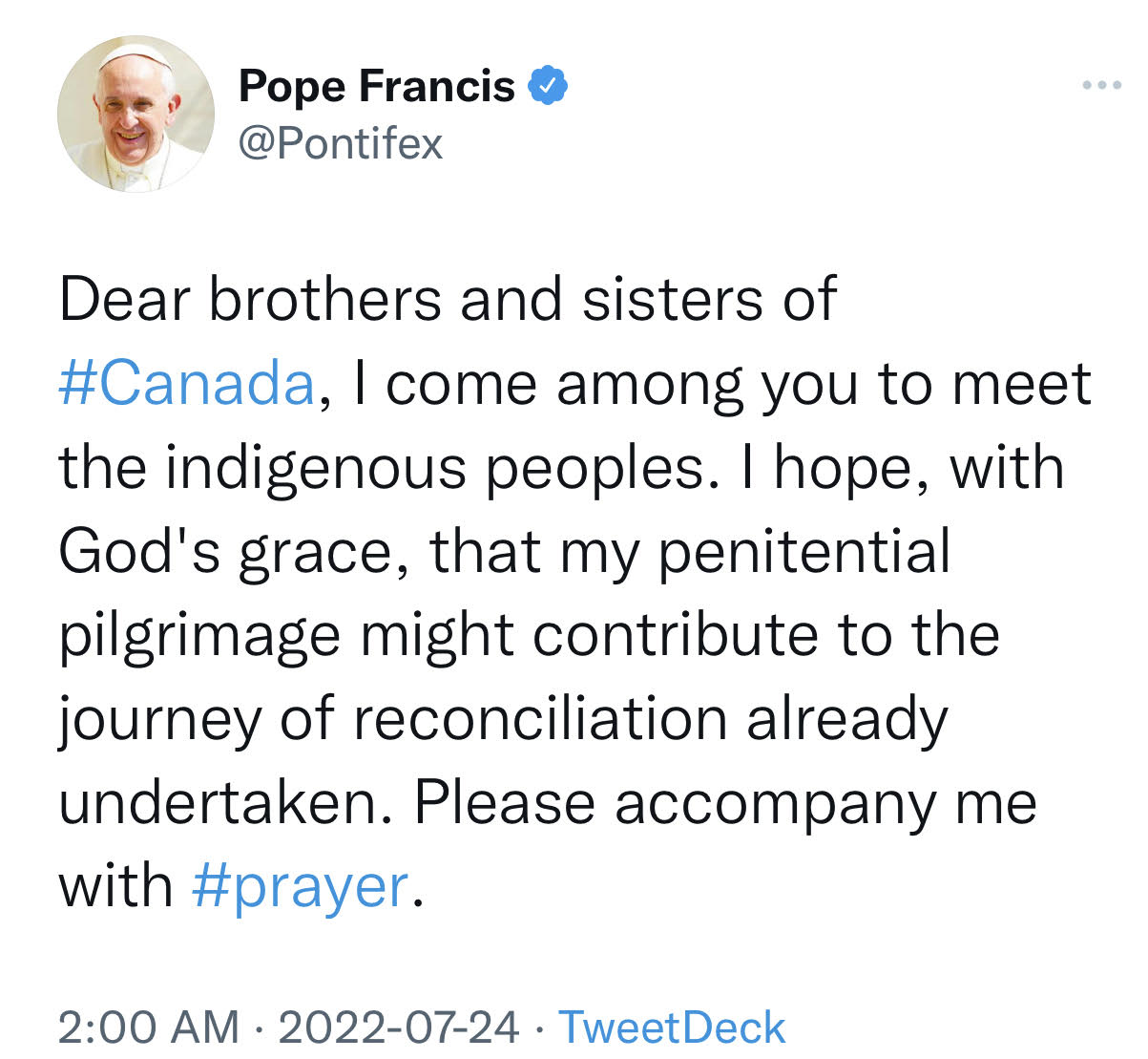 Pope Francis in Canada to Apologize to Indigenous Peoples