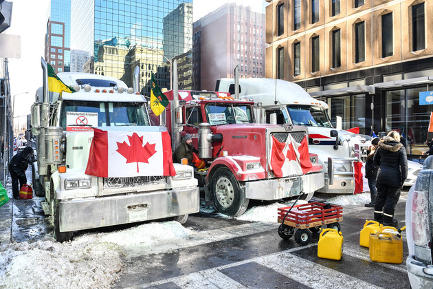 Trucks in Ottawa ahead of Emergencies Act Enactment Minas Panagiotakis/Getty Images